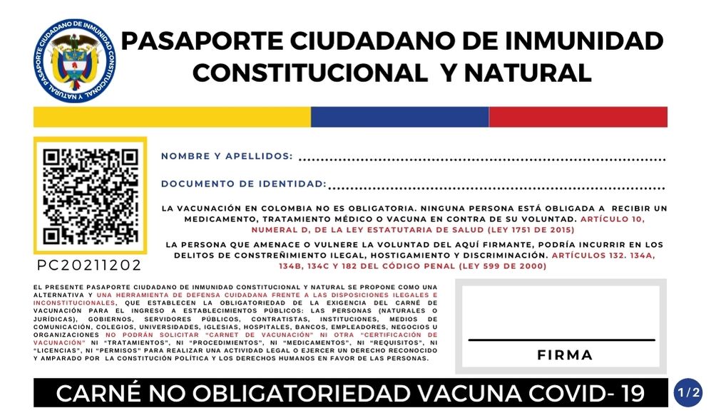 Pasaporte ciudadano de inmunidad constitucional y natural