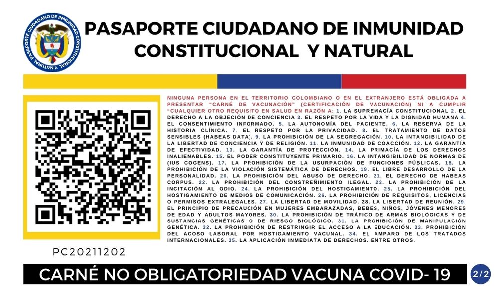 Pasaporte ciudadano de inmunidad constitucional y natural
